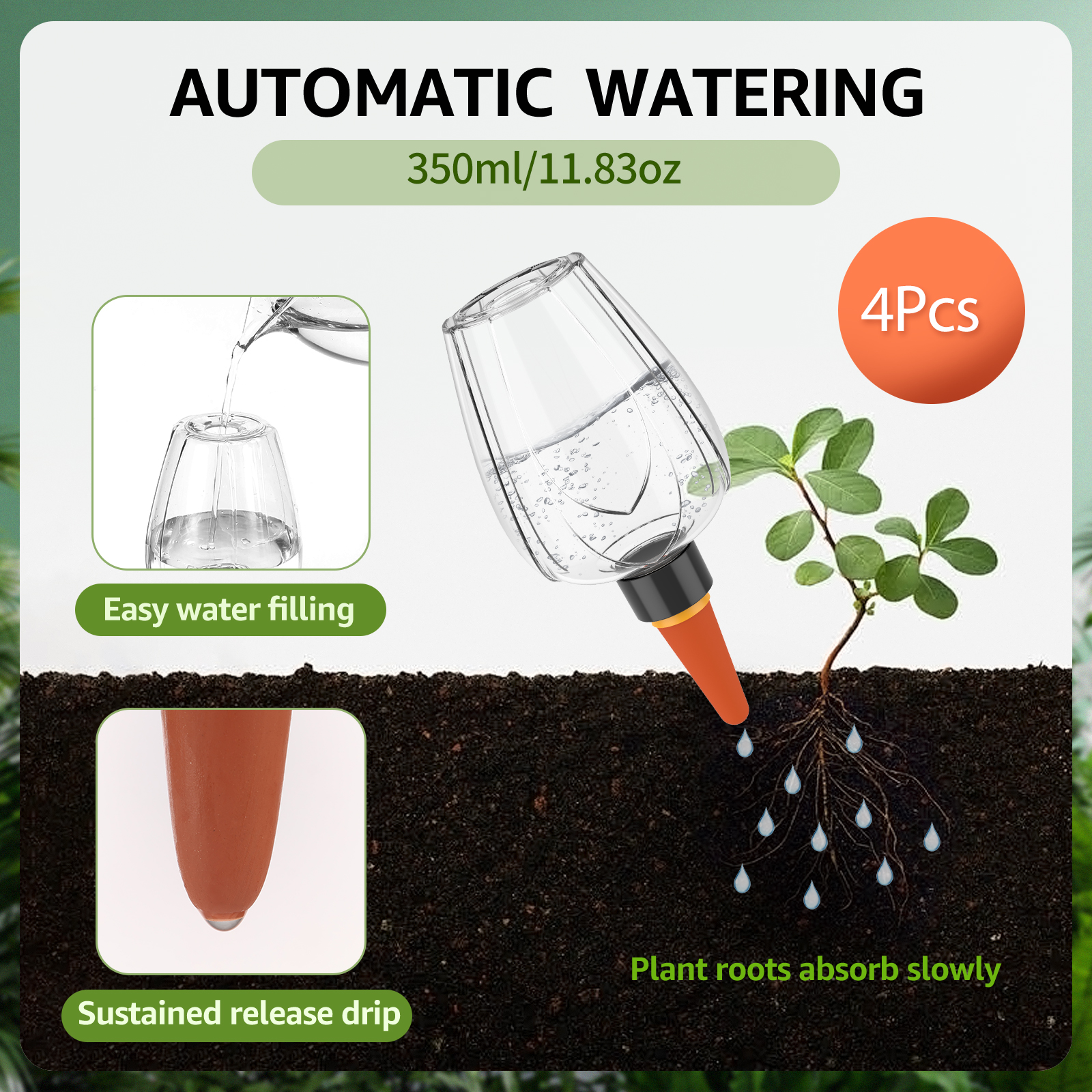 4Pcs Plant Watering Globe Clea - Self Watering Insert ulasan dan harga