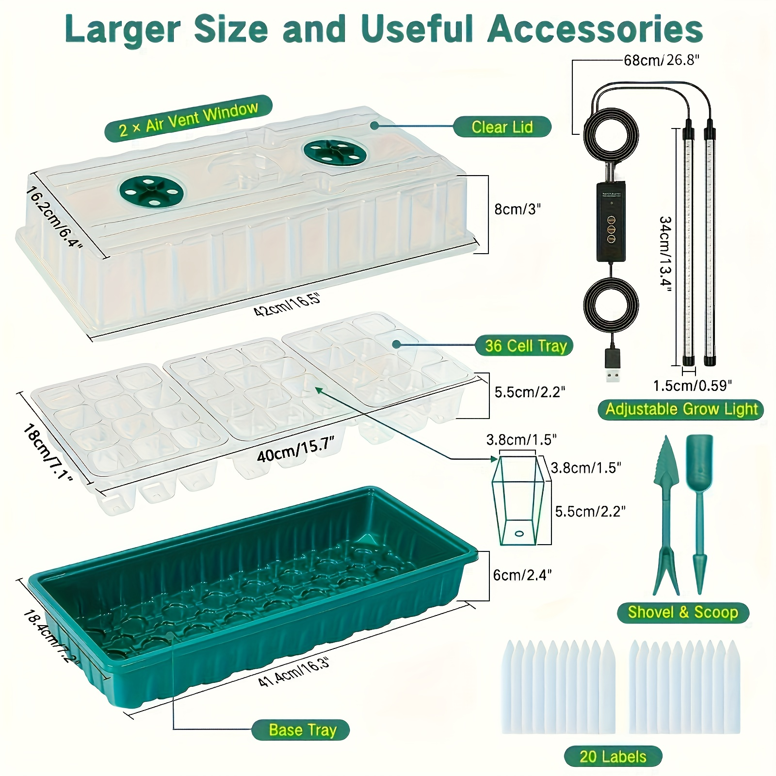 36-Cell Seed Starter Tray w/ G - Humidity Dome Kit ulasan dan harga