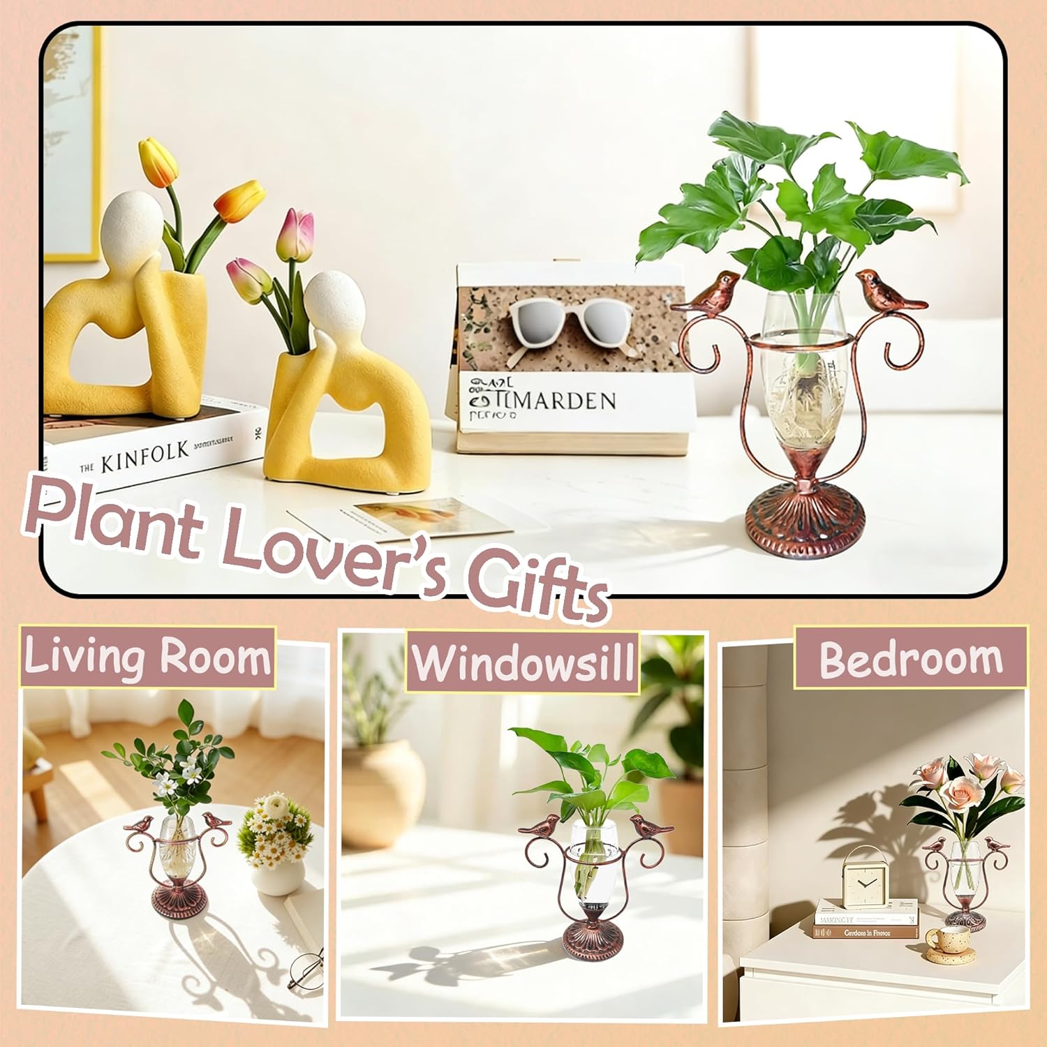 2 Vintage Copper Bird Plant Pr - Propagation Station Vase ulasan dan harga